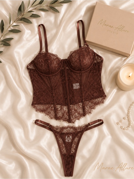 Marae Allure Other - Mocha Brown Lace Lingerie Set